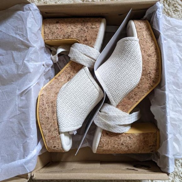 Anthropologie Cream Sandals with Cork Heel - Picture 3 of 7